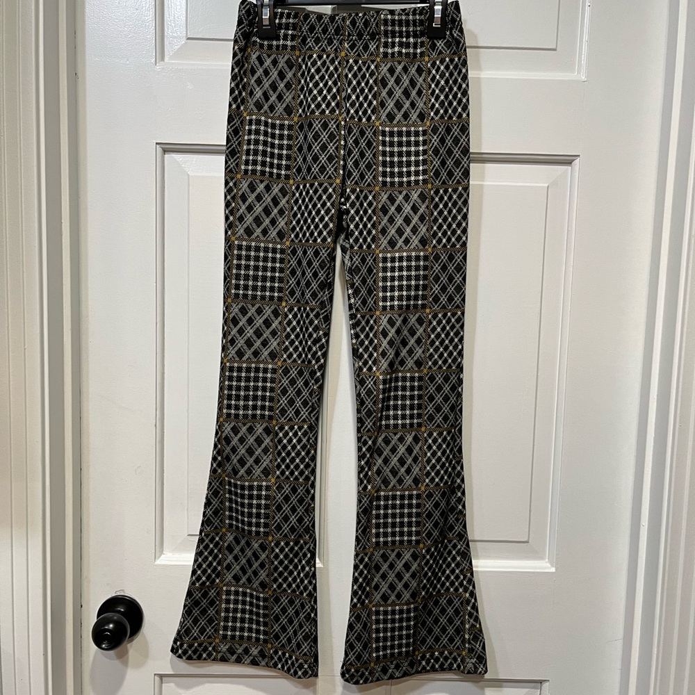 Plaid stretch dress pants